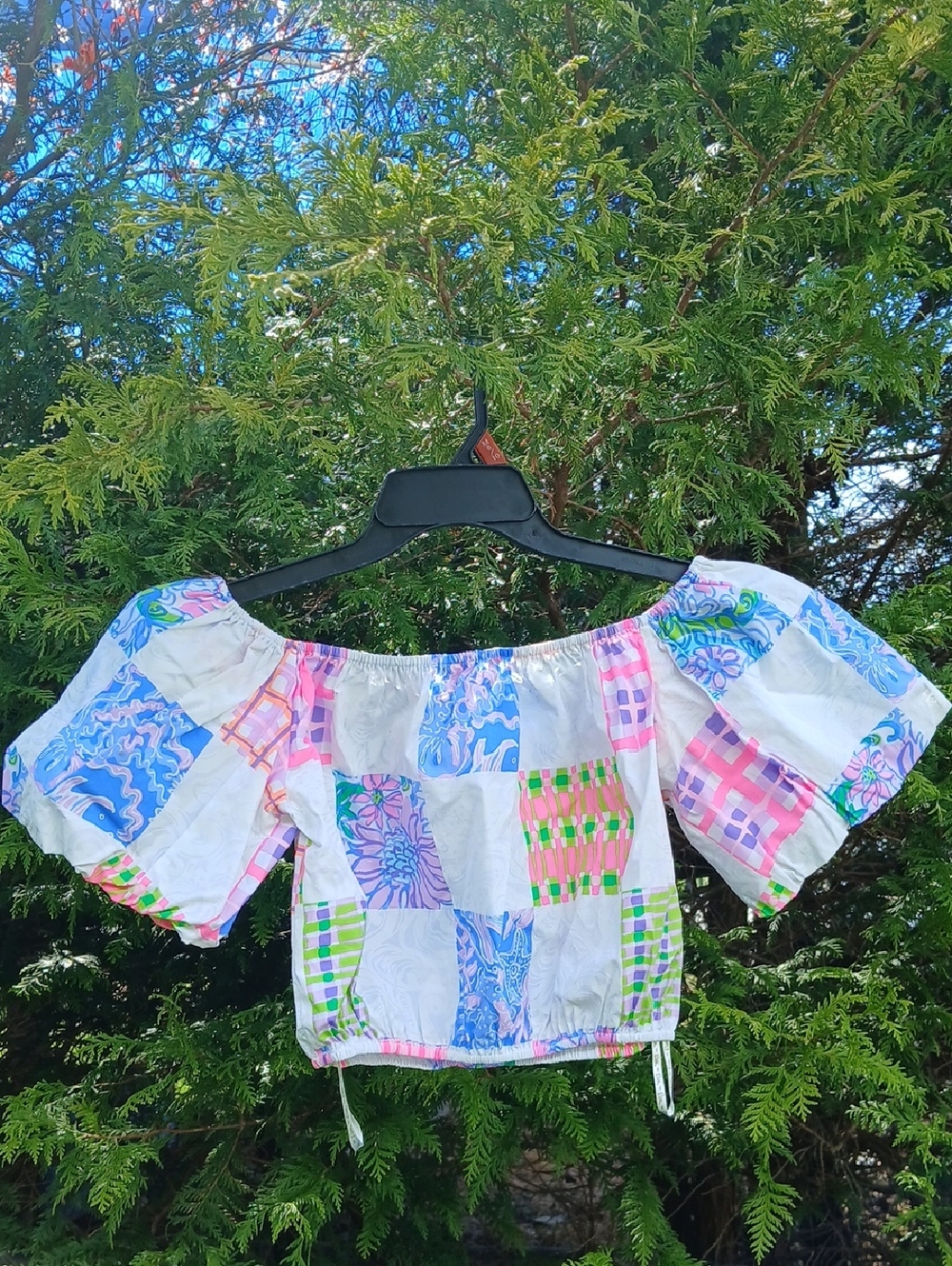 Lilly Pulitzer Esmeray Crop Top  Patch Me if You Can Small New - Picture 10 of 11